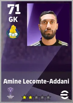 Amine Lecomte-Addani eFootball 2026 player card — 71 OVR GK