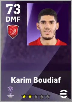 Karim Boudiaf eFootball 2026 player card — 73 OVR DMF