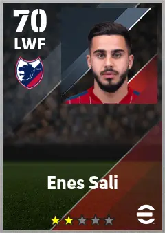 Enes Sali eFootball 2026 player card — 70 OVR LWF
