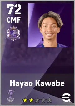 Hayao Kawabe eFootball 2026 player card — 72 OVR CMF