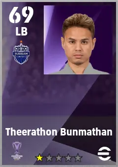 Theerathon Bunmathan eFootball 2026 player card — 69 OVR LB