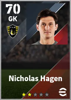 Nicholas Hagen eFootball 2026 player card — 70 OVR GK