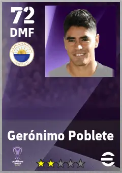 Geronimo Poblete eFootball 2026 player card — 72 OVR DMF