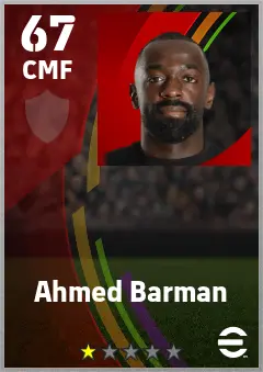 Ahmed Barman eFootball 2026 player card — 67 OVR CMF