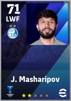 J. Masharipov eFootball 2026 player card — 71 OVR LWF
