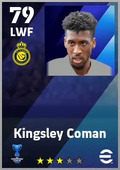 Kingsley Coman eFootball 2026 player card — 79 OVR LWF