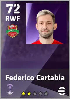 Federico Cartabia eFootball 2026 player card — 72 OVR RWF