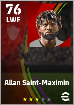 Allan Saint-Maximin eFootball 2026 player card — 76 OVR LWF
