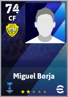 Miguel Borja eFootball 2026 player card — 74 OVR CF