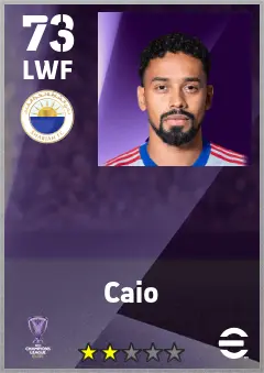 Caio eFootball 2026 player card — 73 OVR LWF