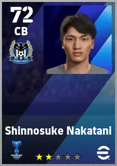 Shinnosuke Nakatani eFootball 2026 player card — 72 OVR CB