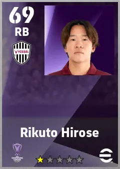 Rikuto Hirose eFootball 2026 player card — 69 OVR RB