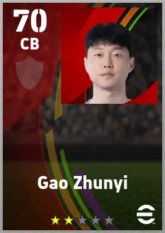 Gao Zhunyi eFootball 2026 player card — 70 OVR CB