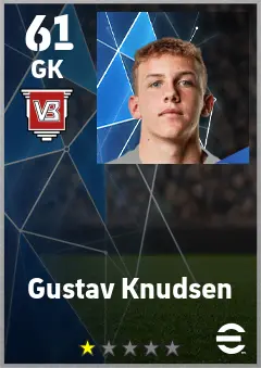 Gustav Knudsen eFootball 2026 player card — 61 OVR GK