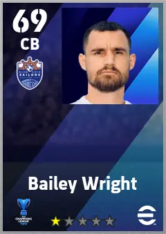 Bailey Wright eFootball 2026 player card — 69 OVR CB