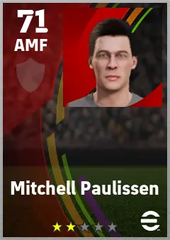 Mitchell Paulissen eFootball 2026 player card — 71 OVR AMF