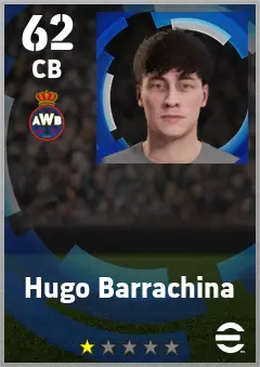 Hugo Barrachina eFootball 2026 player card — 62 OVR CB