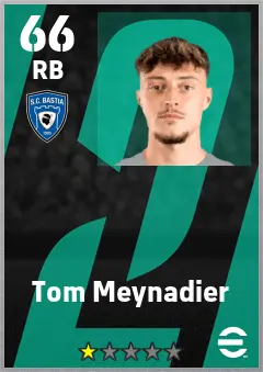 Tom Meynadier eFootball 2026 player card — 66 OVR RB