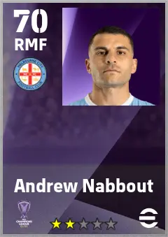Andrew Nabbout eFootball 2026 player card — 70 OVR RMF