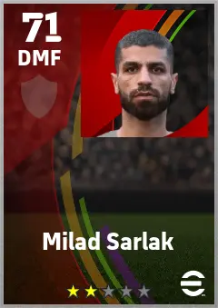 Milad Sarlak eFootball 2026 player card — 71 OVR DMF