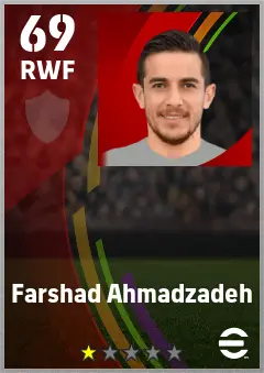 Farshad Ahmadzadeh eFootball 2026 player card — 69 OVR RWF