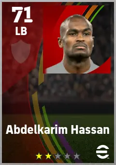 Abdelkarim Hassan eFootball 2026 player card — 71 OVR LB