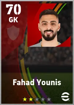 Fahad Younis eFootball 2026 player card — 70 OVR GK