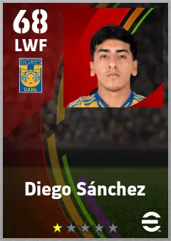 Diego Sanchez eFootball 2026 player card — 68 OVR LWF