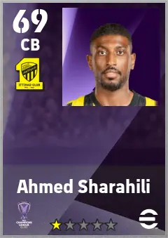 Ahmed Sharahili eFootball 2026 player card — 69 OVR CB