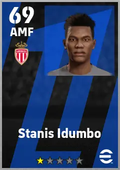 Stanis Idumbo eFootball 2026 player card — 69 OVR AMF