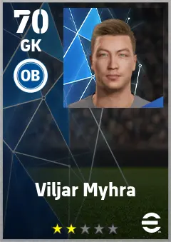 Viljar Myhra eFootball 2026 player card — 70 OVR GK