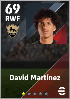 David Martinez eFootball 2026 player card — 69 OVR RWF