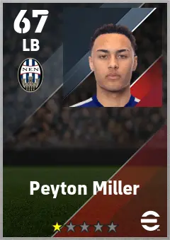 Peyton Miller eFootball 2026 player card — 67 OVR LB