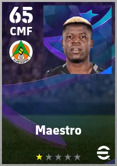 Maestro eFootball 2026 player card — 65 OVR CMF