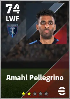 Amahl Pellegrino eFootball 2026 player card — 74 OVR LWF