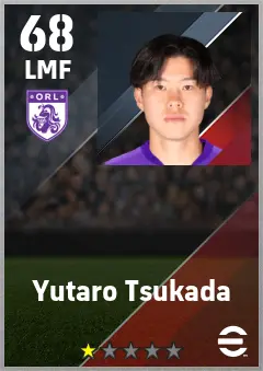 Yutaro Tsukada eFootball 2026 player card — 68 OVR LMF