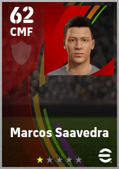 Marcos Saavedra eFootball 2026 player card — 62 OVR CMF