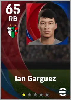 Ian Garguez eFootball 2026 player card — 65 OVR RB