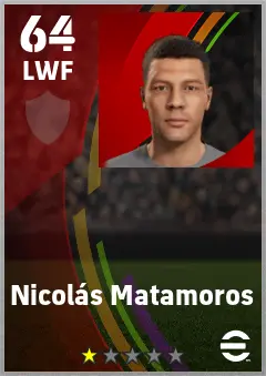 Nicolas Matamoros eFootball 2026 player card — 64 OVR LWF