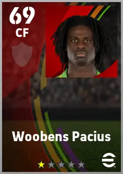 Woobens Pacius eFootball 2026 player card — 69 OVR CF