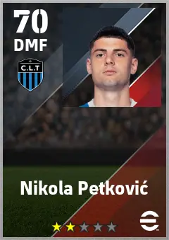 Nikola Petkovic eFootball 2026 player card — 70 OVR DMF