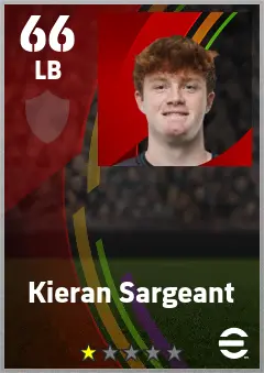Kieran Sargeant eFootball 2026 player card — 66 OVR LB