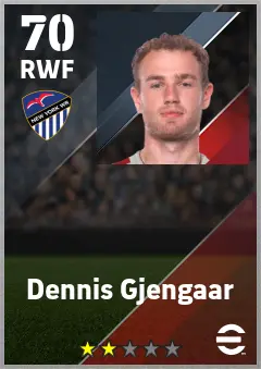 Dennis Gjengaar eFootball 2026 player card — 70 OVR RWF
