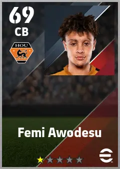 Femi Awodesu eFootball 2026 player card — 69 OVR CB