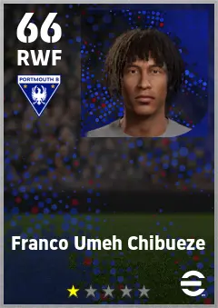 Franco Umeh Chibueze eFootball 2026 player card — 66 OVR RWF