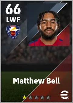 Matthew Bell eFootball 2026 player card — 66 OVR LWF