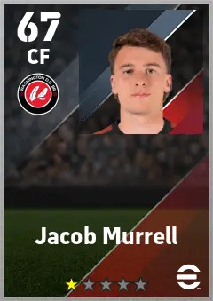 Jacob Murrell eFootball 2026 player card — 67 OVR CF