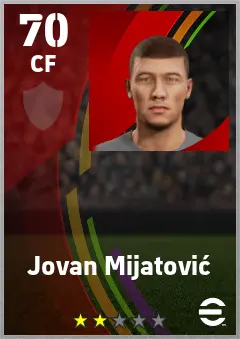 Jovan Mijatovic eFootball 2026 player card — 70 OVR CF