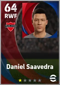 Daniel Saavedra eFootball 2026 player card — 64 OVR RWF