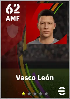 Vasco Leon eFootball 2026 player card — 62 OVR AMF